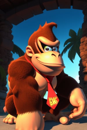 (detailed face anatomy and eyes:1.3),full body,,dkong,necktie,1boy,monkey,furry,donkey kong,(wariza:1.1),smile,Ultra-detail,(highres:1.1),best quality,(masterpiece:1.3),cinematic lighting,