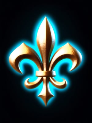 masterpiece, best quality, ultra quality, create fantasy Fleur-de-lis, minimalistic, simple, majestic, dark background, levitating, glowing, blueish