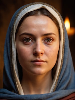 photo r3al, hyperrealistic photography of medieval woman as you imagine, front view, closeup, warm lighting, neutral face, masterpiece, best quality, looking forward, real woman, living person, portrait, calm