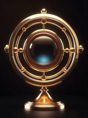 masterpiece, best quality, ultra quality, create antique monocle in the space, minimalistic, simple, majestic, dark background, levitating, shiny