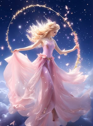 a woman in a pink dress flying through the air, magical fairy floating in space, fairy cgsociety, very beautiful fantasy art, stunning 3d render of a fairy, astral fairy, beautiful fantasy art, beautiful fantasy maiden, beautiful fantasy painting, fairy magnificent, beautiful fairie, beautiful fairy, the fairy queen, faerie, fairy aesthetics, fantasy beautiful,4nime style