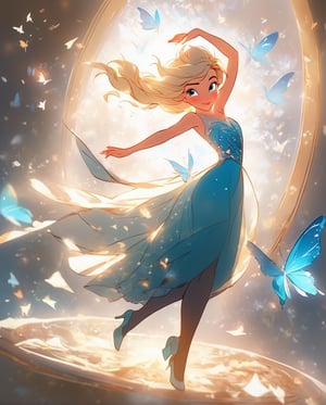 a girl in a blue dress with butterflies flying around her, elsa frozen riding , pinterest anime, disney art, anime vfx, beautiful elsa, disney princess, beautiful anime art, cgsociety 9, anime picture, beautiful anime style, disney pixar movie still, animated movie still, hd anime wallpaper, portrait of elsa of arendelle, beautiful adult fairy, by Glen Keane,Elsa the Traveler: In this scenario Elsa decides to become a world traveler. She jets off to different countries exploring new cultures and immersing herself in local traditions. From attending festivals in Japan to hiking the Inca Trail in Peru Elsa embraces a nomadic lifestyle filled with adventure and discovery.