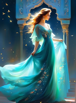 a woman in a long dress standing in the dark, beautiful digital painting, exquisite digital art, stunning digital painting, gorgeous digital painting, very beautiful digital art, stunning digital art, beautiful gorgeous digital art, beautiful digital art, gorgeous digital art, beautiful digital artwork, beautiful fantasy painting, elegant digital painting, beautiful!!! digital art, breathtaking digital art, digital painting art