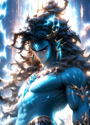 an image of an shiva in the cosmic sky, unreal engine render + a god, lord shiva as a heavenly god, unreal engine render saint seiya, god of light, elven angel meditating in space, infinite angelic aura, tron aura, aura made of light, angelic aura on her back, square enix cinematic art, tall male god, lord shiva as an god,NIJI STYLE,more detail XL