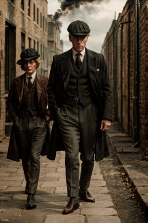 color photo of "Peaky Blinders"
A gritty portrait of the Shelby family, their faces masked by shadows, showcasing their sharp suits, flat caps, and fierce expressions. The scene is set with FOREX background , with smoke billowing from factory chimneys and cobblestone roads. The atmosphere is tense, with a hint of danger lingering in the air. The camera captures the essence of the 1920s era, bringing to life the roaring spirit of the Peaky Blinders. The photo is captured with a vintage Leica M3 camera, using Kodak Portra 400 film to enhance the rich colors and tones. The lens used is a 50mm f/1.4, allowing for a shallow depth of field and dramatic focus on the characters. Directed by Martin Scorsese, cinematography by Roger Deakins, photography by Annie Leibovitz, and fashion design by Alexander McQueen
