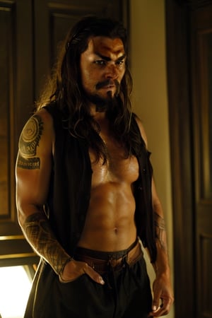 Jason Momoa, Pirates of the Caribbean, tattoos, braided_hair, braided_beard, pirate 