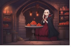Concept art, vampire, drawn in the style of "Delicious in Dungeon"