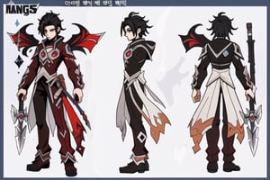 Design a new character for the Korean MMORPG "Elsword".  The character is named Magnus, and he wields a war hammer as a main weapon.  ,chara-sheet