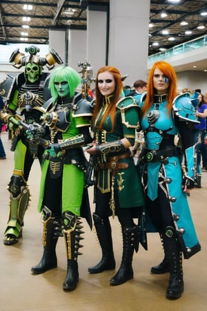 MishaNecron,SashaNecron, dressed up, cosplay, (The girls are cosplaying as Necrons from Warhammer 40K)