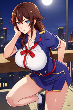 Location: (Night: 1.7), detailed background,

clothing: Modern City Uniform,

hair & face: bangs, brown hair with black lights, blue eyes, long hair, slit pupils, perfect eyes, (beautiful_face:1.5), Beautiful Nose

role lock: 1 girl,Solo, Manga,mature female, Beautiful character design, lustrous skin,

expression: (innocent_big_eyes:1.0),

quality: official art, extremely detailed CG unity 8k wallpaper, perfect lighting, Colorful, Bright_Front_face_Lighting, 
(masterpiece:1.0),(best_quality:1.0), ultra high res,4K,ultra-detailed, 
photography, 8K, HDR, highres, absurdres :1.2 , Kodak portra 400, film grain, blurry background, bokeh:1.2, lens flare, (vibrant_color:1.2) , 

body: (Beautiful,big_Breasts:1.4), (beautiful_face:1.5),(narrow_waist), Beautiful long legs, Beautiful Finger,

others: whisker markings,

character: monogatari series (Style), takeda hiromitsu style, ,tomo