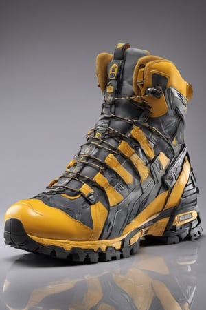 futuristic crypto wolverine shoes , Hiking shoes inspire by wolverine design, Salomon brand, high_resolution, high detail, realistic, realism,cyborg style,Colourful cat ,steampunk style
