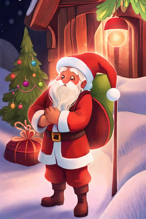 santa hat , white long hair ,, full body , standing in front of chritsmas tree , detailed face , detail body , hd , ,sntdrs,Santa hat,photorealistic, red santa dress,Santa Claus