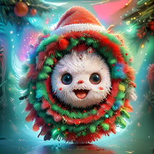 christmas theme towel-textured blurry background, colorful plastic circle moldure in the center with a very very very very very very very very cute 3d toy_face of a random fluffy critters inside of that spheric mold, christmas vibe, fun, happyness, joy, colored, childish, very very very very cute, the happiest color tones, Santa would approve it, very optimistic vibe, ral-chrcrts, 3d rendering, highquality super fun physics-based professional entertaining rendering, very cute-detailed, very fluffy critters, ,<lora:659095807385103906:1.0>
