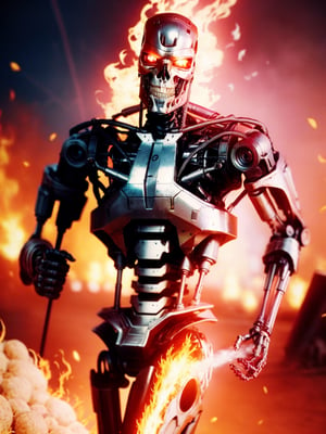 lora:T800Endoskeleton-10:0.8, (RAW photo, real life, absurdres, high quality, photorealistic, detailed, realistic:1.3), (solo:1.3), ((dynamic pose)), a high resolution comic book art photo of a T800Endoskeleton robot with red eyes and metal skull face and chrome metal body and holding a futuristic gun shooting lasers, standing on a hill of skulls, dark sky and fire and flames and smoke and explosions and robots and post apocalypse war in the background, cinematic, atmospheric, 8k, realistic lighting, shot by Hassleblad H6D, Zeiss, Kodachrome, nikon, 50mm 1.2 lens, Octane Render, ultra realistic, realistic lighting, photorealistic, photorealism, photoreal, unreal engine 5, Adobe After FX, highly detailed, intricate detail
,T800Endoskeleton