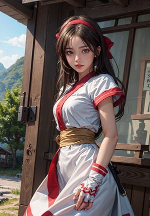 (masterpiece, best quality, high resolution, unity 8k wallpaper, extremely detailed CG:1), (illustration:1.0), 1girl,solo,  nakorurums , bow, hairband, ainu clothes, fingerless gloves   , short sleeves 