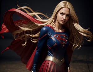 supergirl, hair blonde, skirt red, cape red, (Realistic),masterpiece,best quality,cinematic lighting,natural shadow,looking at viewer,Raw photo,8k,uhd,dslr,soft,lighting,high quality,film
grain,hyperrealismus,hyperrealistic,Atmospheric,Realistic Skin Texture,realistic hair details,ultra quality,best quality,Hyper Realism,
