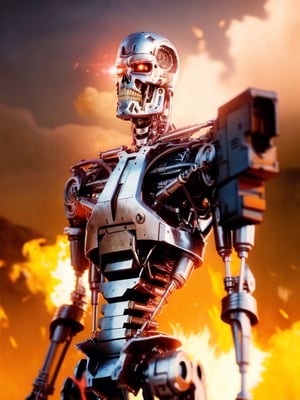 lora:T800Endoskeleton-10:0.8, (RAW photo, real life, absurdres, high quality, photorealistic, detailed, realistic:1.3), (solo:1.3), ((dynamic pose)), a high resolution comic book art photo of a T800Endoskeleton robot with red eyes and metal skull face and chrome metal body and holding a futuristic gun shooting lasers, standing on a hill of skulls, dark sky and fire and flames and smoke and explosions and robots and post apocalypse war in the background, cinematic, atmospheric, 8k, realistic lighting, shot by Hassleblad H6D, Zeiss, Kodachrome, nikon, 50mm 1.2 lens, Octane Render, ultra realistic, realistic lighting, photorealistic, photorealism, photoreal, unreal engine 5, Adobe After FX, highly detailed, intricate detail
,T800Endoskeleton