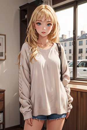 masterpiece, best quality,
1girl, 
 lora:OversizedClothes_FefaAIart:1,
long hair,  blonde hair,
oversized sweater,