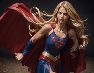 supergirl, hair blonde, skirt red, cape red, (Realistic),masterpiece,best quality,cinematic lighting,natural shadow,looking at viewer,Raw photo,8k,uhd,dslr,soft,lighting,high quality,film
grain,hyperrealismus,hyperrealistic,Atmospheric,Realistic Skin Texture,realistic hair details,ultra quality,best quality,Hyper Realism,
