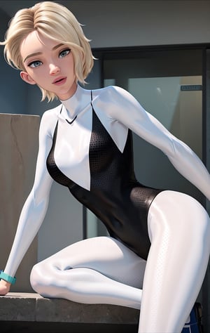 (RAW 8k photo) of (gwen stacy), ((best quality)), ((masterpiece)), (realistic, photo-realistic:1.37), DSLR photo, DLSR, Real photo, cowboy shot, smile, looking at viewer, (wearing leggings and sports bra), (highly detailed skin:1.2), midday, natural lighting, (petite:1.3), short blonde hair, beautiful girl modelling on a rooftop, perfect eyes, long eyelashes, cameltoe, lora:gwen_1.5:0.7
,gwen stacy