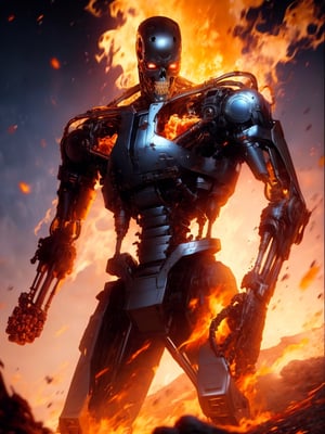 lora:T800Endoskeleton-10:0.8, (RAW photo, real life, absurdres, high quality, photorealistic, detailed, realistic:1.3), (solo:1.3), ((dynamic pose)), a high resolution comic book art photo of a T800Endoskeleton robot with red eyes and metal skull face and chrome metal body and holding a futuristic gun shooting lasers, standing on a hill of skulls, dark sky and fire and flames and smoke and explosions and robots and post apocalypse war in the background, cinematic, atmospheric, 8k, realistic lighting, shot by Hassleblad H6D, Zeiss, Kodachrome, nikon, 50mm 1.2 lens, Octane Render, ultra realistic, realistic lighting, photorealistic, photorealism, photoreal, unreal engine 5, Adobe After FX, highly detailed, intricate detail
,T800Endoskeleton,r1ge