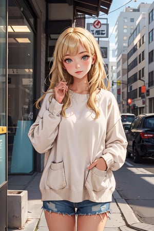 masterpiece, best quality,
1girl, 
 lora:OversizedClothes_FefaAIart:1,
long hair,  blonde hair,
oversized sweater,