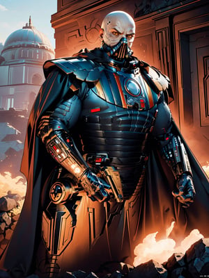 (best quality, masterpiece, beautiful and aesthetic:1.2, colorful, dynamic angle) 1boy, darth malgus, angry, yellow eyes, respirator mask, carbon fibre armor, cape, upper body, (high contrast, official art, extreme detailed, highest detailed), lora:darthmalgus:0.8