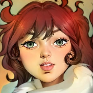    girl ,   green eyes,
,Realism, curly_hair