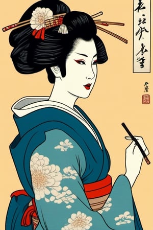 ukiyo-e, geisha girl 