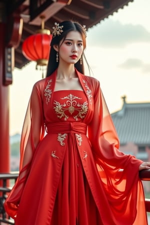 Raw photo, photography, realistic, a woman in red hanfu dress, intricated pattern, (full body shot:1.3), sky, lantern, cloudy, chinese temple roof
Best quality, ultra sharp, high res,PTAIHanfu.
(Side light), the woman has a profesional pose for taking photo