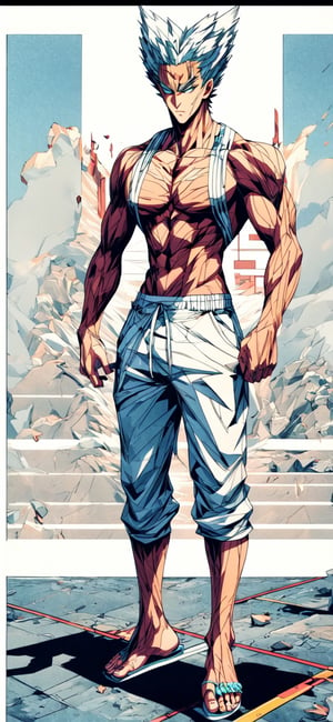 garou, ((garou, aqua eyes, short hair, white hair, spiked hair, white sandal, feet)), full body, standing up, 


(masterpiece, best quality), young man, framing intense, blue eyes, View from the front, dynamic angle, standing, serious, perfect hand with proper finger, BetterHands, Better_Hands ,garou,DonMG30T00n