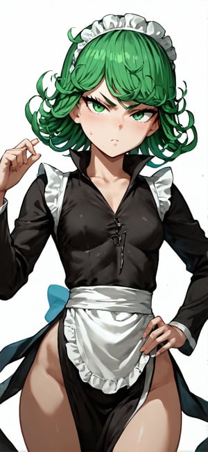 Tatsumaki , white background, perfect, hand, fingers, 1 sexy and hot woman,ideal woman, Tatsumaki, High detailed, Detailed face , Green clothes, Green eyes, Green hairs,


score_9, score_8_up, score_7_up, score_6_up, score_5_up, score_4_up, BREAK source_anime,  looking at viewer, serious, dutch angle, (maid uniform:1.1), braid,Expressiveh,tatsumaki_opm