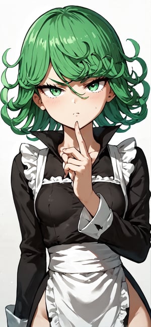 Tatsumaki , white background, perfect, hand, fingers, 1 sexy and hot woman,ideal woman, Tatsumaki, High detailed, Detailed face , Green clothes, Green eyes, Green hairs,


score_9, score_8_up, score_7_up, score_6_up, score_5_up, score_4_up, BREAK source_anime,  looking at viewer, serious, dutch angle, (maid uniform:1.1), braid,Expressiveh,tatsumaki_opm