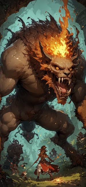 score_9, score_8_up, score_7_up, score_6_up, masterpiece, best quality, a fantasy animal, beast, Quadruped, wilderness, fire hell, large creature,monster