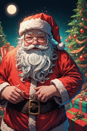 anime,  santa,  graphic illustration,  vibrant,  highly detailed