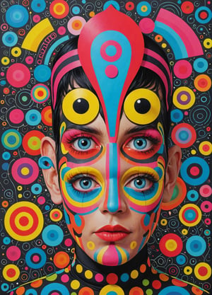 shaman,high contrast, pop art poster,kitsch, Jon Burgerman,symmetrical representation,stephen ormandy,black hair,abstract background,Gemma Correll,bold lines,hyper detailed,intricate, poster,artstation ,   adrr shaman 