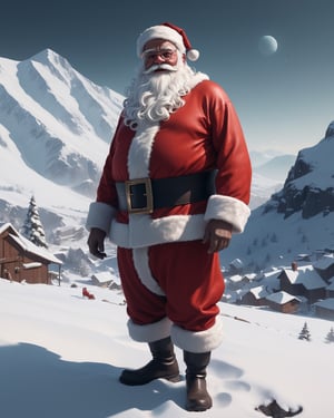 christmas, full body portrait of (Santa:1.3) , stylized by Greg Rutkowski, Artgerm, WLOP, Alphonse, Beeple and Caravaggio, concept art, snow hillside, extremely detailed CG Unity 8k wallpaper, split diopter, 64K, Happy, Reflected light, Liminal dream, 8K, dslr,REALISTIC 