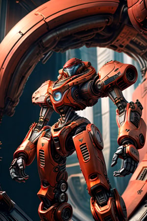 ROBORT, extremely reality photo of Autobots Orange/black standing in technology ground, another Planet in the background,fantasy00d, realistic metallic skin, More Detail, ultra real metallic texture, Shine in the metal, well-defined and detailed parts of the robot