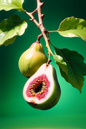 8K,Best quality, masterpiece, ultra-high res, (photorealistic:1.4), Masterpiece, Concept Art,  (full Croma green background), singleL Fig fruit