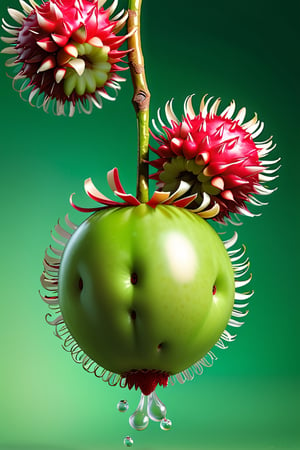 8K,Best quality, masterpiece, ultra-high res, (photorealistic:1.4), Masterpiece, Concept Art,  (full Croma green background), single, rambutan fruit