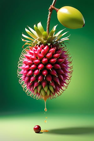 8K,Best quality, masterpiece, ultra-high res, (photorealistic:1.4), Masterpiece, Concept Art,  (full Croma green background), single, rambutan fruit