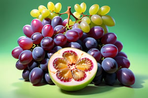 8K,Best quality, masterpiece, ultra-high res, (photorealistic:1.4), Masterpiece, Concept Art,  (full Croma green background), singleL Grape fruit