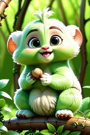 8K,Best quality, masterpiece, ultra-high res, (photorealistic:1.4), Masterpiece, Concept Art,  (full Croma green background), LONGAN, cute forest creature, digital art, dreamworks style, Stylized art, disney style,more detail XL,disney style