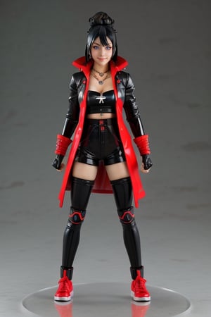 (best quality:1.15), (masterpiece:1.15), (detailed:1.15), ((Full Body photo)), A pop up parade figure, action figure, Hot Toys, Hasbro, Takara Tomy, and Kotobukiya! by Shunya Yamashita, Seki Yudai, PVC, 3d, 8k, high resolution, Unreal Engine, TSUBAME sculptor, anime figure, full body 1 / 6 nihei tsutomu, ( highly detailed figure ), full body close-up shot, anime figurine, official product photo, glowing red eyes, perfecteyes , ((a vampire woman wearing a black clingy outfit and a black jacket with cross details, knee pads, elbow pads, stylized fighting gloves, black sneakers, necklace with a big silver cross)), colored, candypunk character design, candypunk, streets of rage character, street fighter, very stylized character design, Ultra sharp resolution, gorgeous, beautiful detailed eyes, expressive eyes, cute, fighter girl, concept art, intricate details, highly detailed, photorealistic, octane render, 8 k, unreal engine. ((glowing eyes)) makeup, (flowing black hair), ((full body photo)), hero pose, charming, very expressive, simple white background