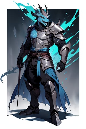 race : dragonborn, class: paladin, principal color: blue, secundary color: white