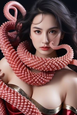 1girl, masterpiece, top quality, 8K, detailed skin texture, detailed cloth texture, beautiful detailed face, intricate details, ultra Details, (huge breasts:1.6), wonder woman uniform, sorrel fluffy hair, blushing, Lots of tentacles, tentacle, tentacle_sex, entangled, suspended, bondage, bondaged, roped, tied, penetrating sex, anal, (anal_insertion), So many tentacles, (( surrounded by tentacles )), wet body, (spread_legs), ((vaginal_insertion:1.5)), (ejaculate:1.5), (screaming), warm lighting, (((perfect composition))), (copious sweat:1.5), suspended_in_air, viewed_from_behind, side_view,