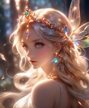 (beautiful fairy portrait), (iridescent wings) (masterpiece, best quality, ultra-detailed, best shadow), (detailed background, high fantasy), (beautiful detailed face), high contrast, (best illumination, an extremely delicate and beautiful), (fantasy dress), ((cinematic light)), colorful, hyper detail, dramatic light, intricate details, (blowing hair, sharp face, amber eyes, hair between eyes, dynamic angle), blood splatter, swirling light around the character, depth of field, light particles,(broken glass),magic circle, (full body), Spirit fantasy Pendant, Beautiful Eyes,niji-5