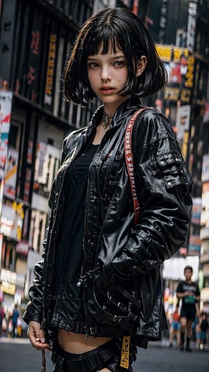 (masterpiece, best quality, photorealistic:1.4, 8k raw photo), 1girl, korean, beautiful face, looking at camera, wavy hair, medium breast, jacket, boots, dynamic_pose, outdoors, detailed background, finely detailed, volumetric lighting, ultra detailed, ultra realistic, urban techwear, outfit,z1l4