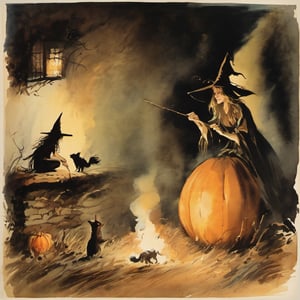 witches, scary,  halloween, vignette the side