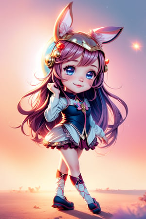 (best quality,ultra-detailed),Cute Chibi girl, Exquisite rabbit helmet:1.2, illustration,[bright colors],[sparkling eyes],[playful pose],fun and energetic,medium:anime-style,soft lighting,ah1